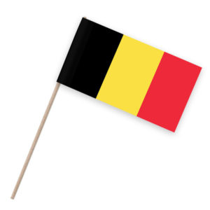 Papierfahnen auf Holzstab mit Belgien als Motiv