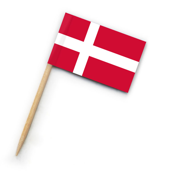 1000 Zahnstocher-Fahnen mit Dänemark-Flagge als Partypicker