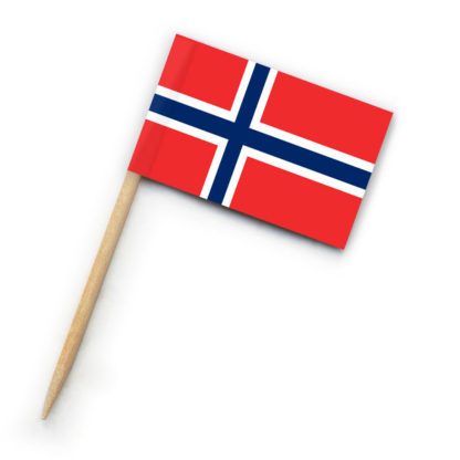 1000 Zahnstocher-Fahnen mit Norwegen-Flagge als Partypicker