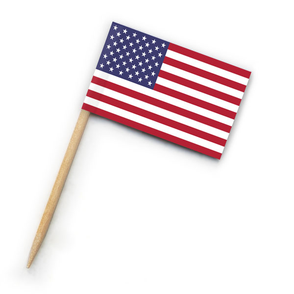 1000 Zahnstocher-Fahnen mit USA-Flagge als Partypicker